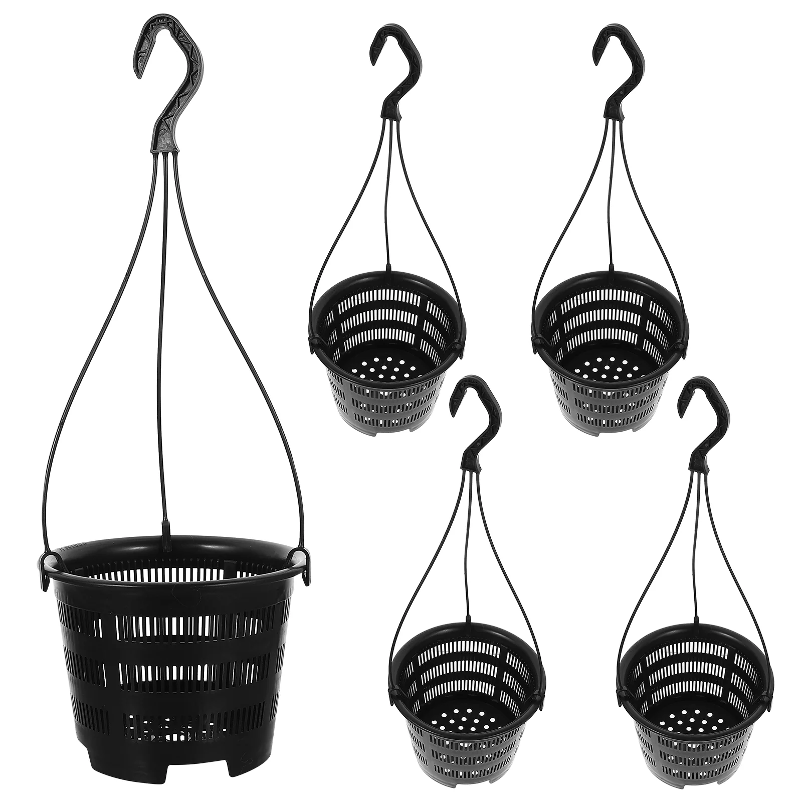 

5 Sets Hanging Basin Indoor Pot Pots Delicate Black Planters Outdoor Plastic Flowerpot Orchid Decor