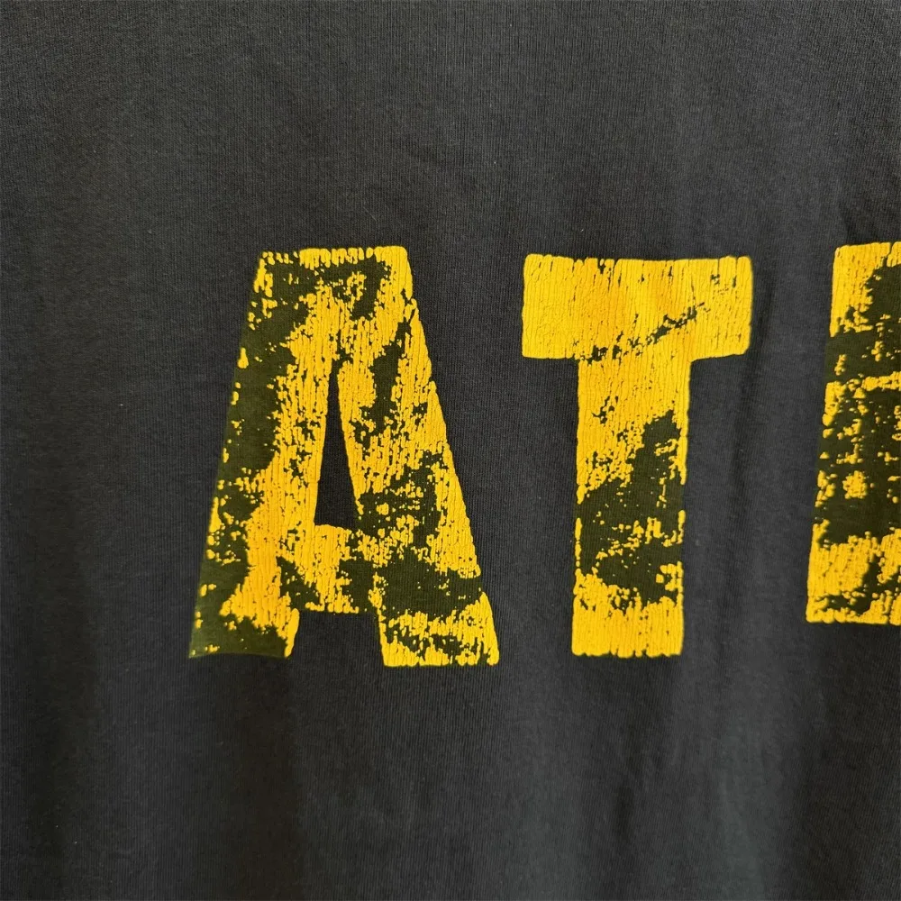 NIGO Мужская потертая винтажная футболка с короткими рукавами и выцветшим принтом