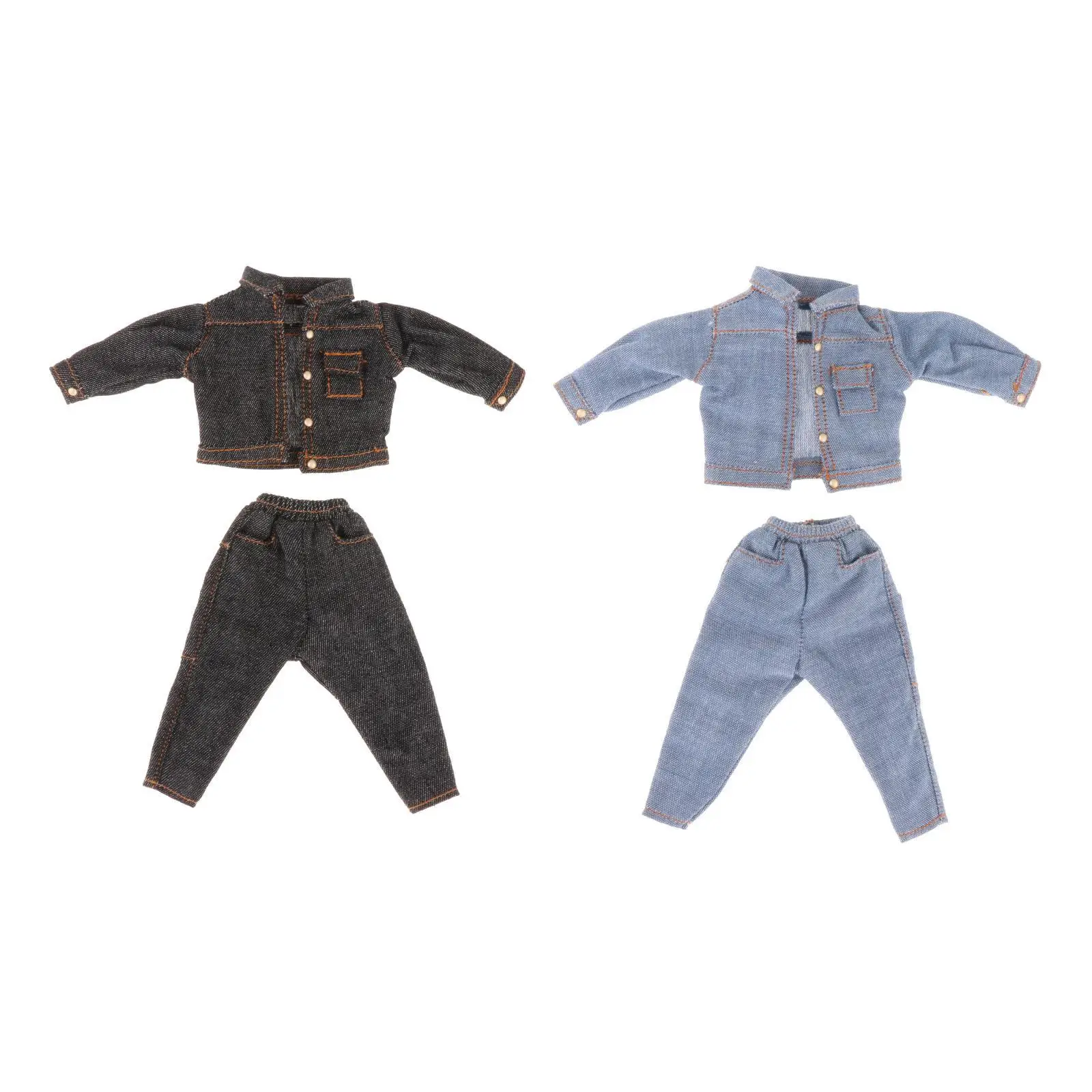 

2Pcs 1:6 Denim Jacket and Pants Miniature Clothing Handmade Doll Clothes Accs for 12in Doll Model Figures Dress up