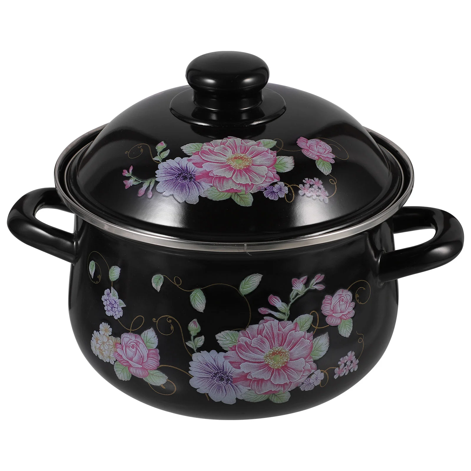 

Soup Pot Kitchen Goods Enamel Sauce Pan with Handle Saucepan Stuff for Stove Top Cooking Flat Skillet