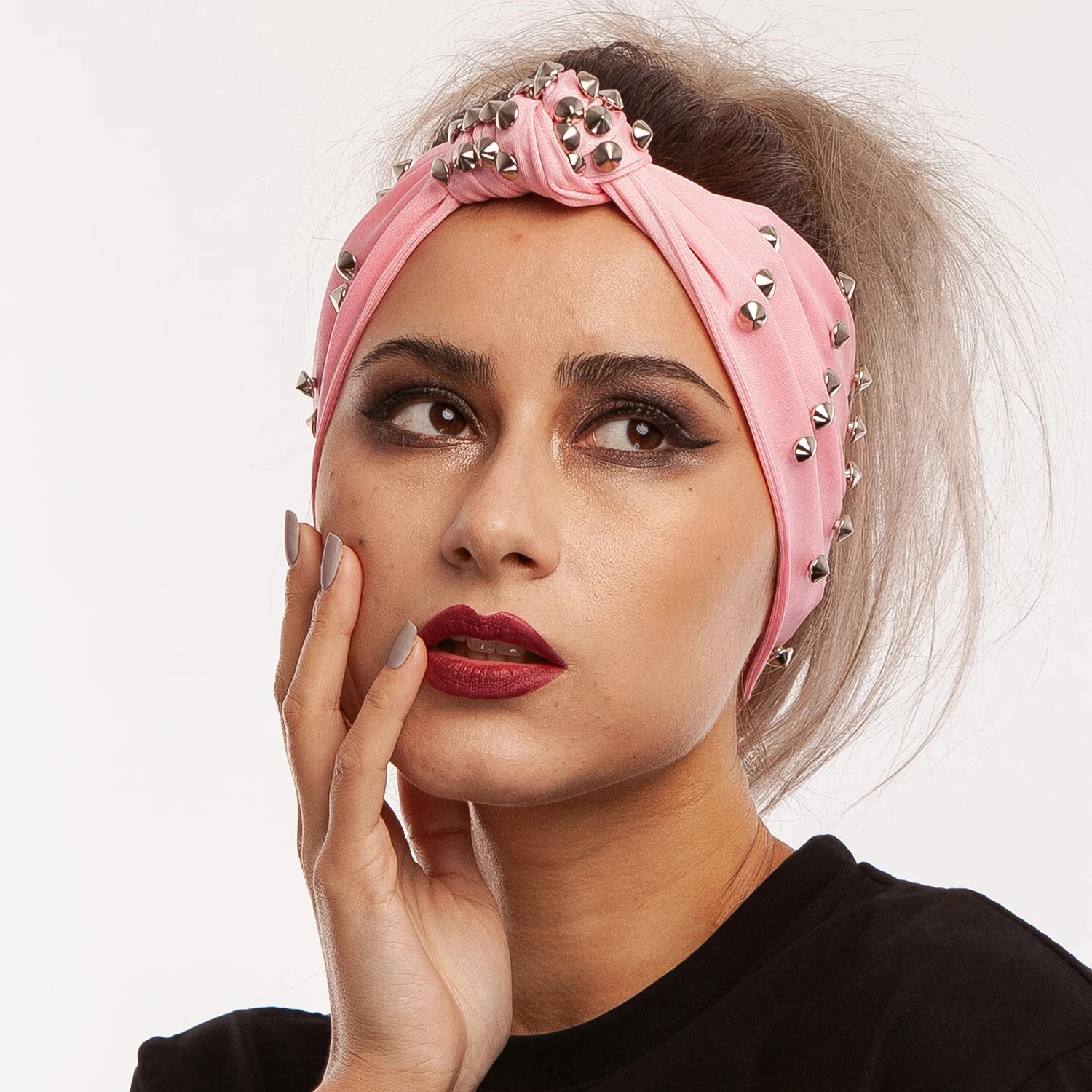 

Женская повязка на голову в стиле панк-рок, с заклепками