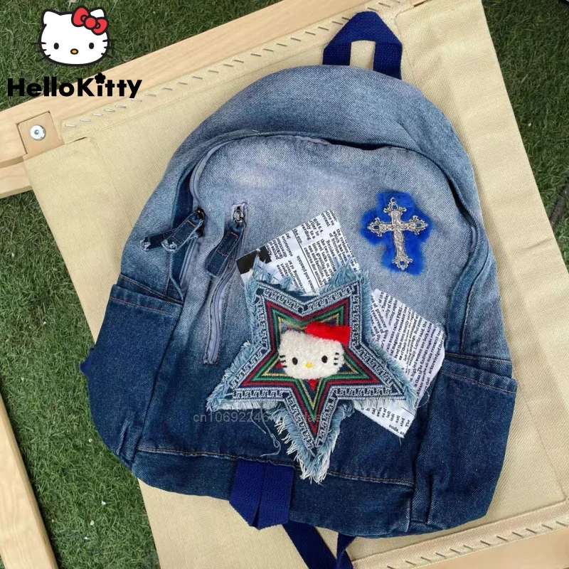 

Рюкзак Sanrio с героями мультфильмов Hello Kitty Y2k, модные трендовые новые школьные ранцы для девочек, вместительные женские сумки через плечо в ст...