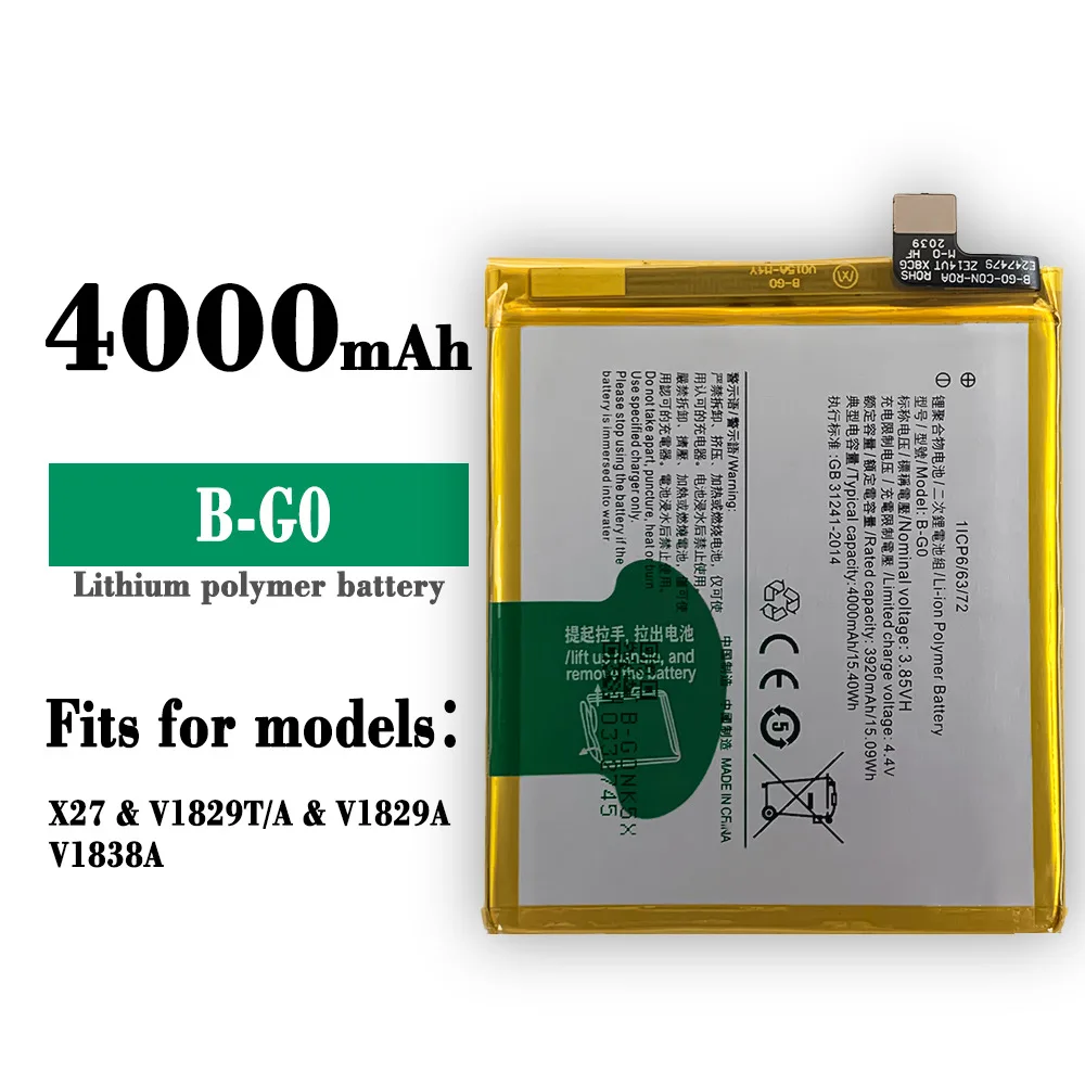 

100% Orginal High Quality Replacement Battery For VIVO X27 256G B-G0 4000mAh Mobile Phone Built-in New Lithium Batteries