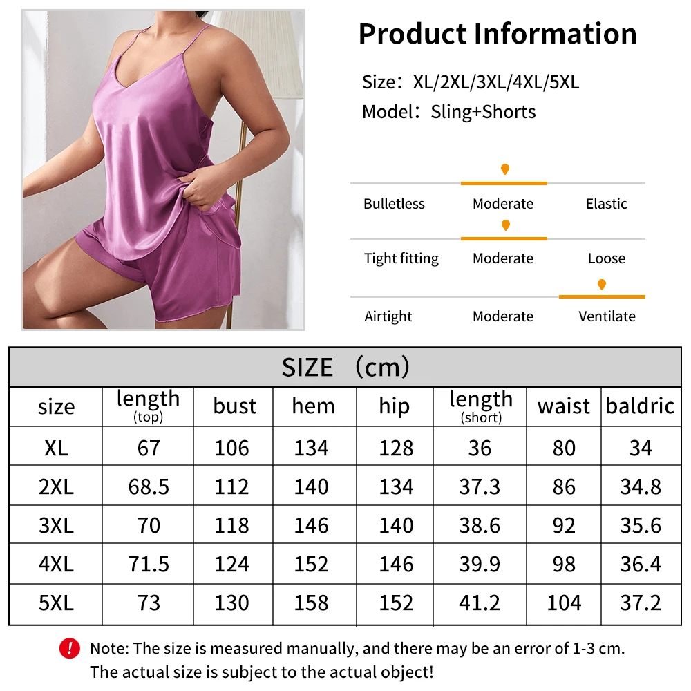 Fat Plus Size Open Back Suspended Pajamas Women's Fashion Sexy Sleepwear Two Piece Set Loose and Comfortable Ice Silk Home Set