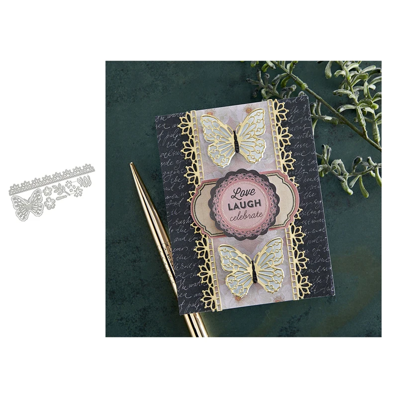 

2022 Butterfly Leaves Strip Metal Cutting Dies Craft Scrapbooking Handmade Knife Mould Blade Punch Stencils Dies Cut Model Decor