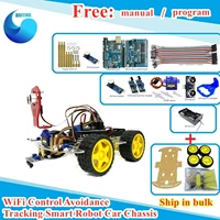 4wd acrylic trolley wifi control avoidance tracking smart robot car chassis kit speed encoder ultrasonic module for arduino kit