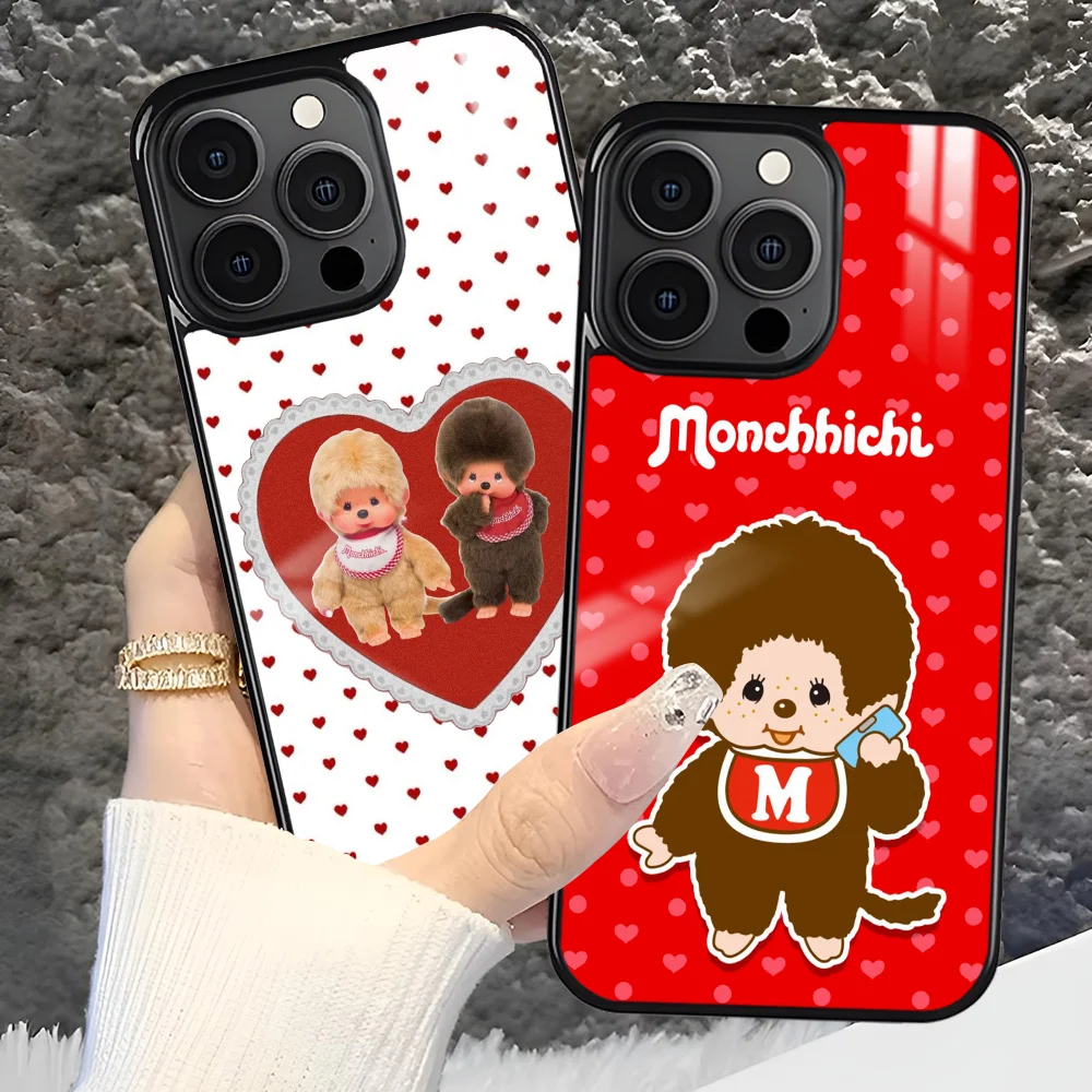 Милый мультяшный чехол для телефона M-Monchhichi iPhone 16 15 14 13 12 11 Pro Xs Max Mini Plus