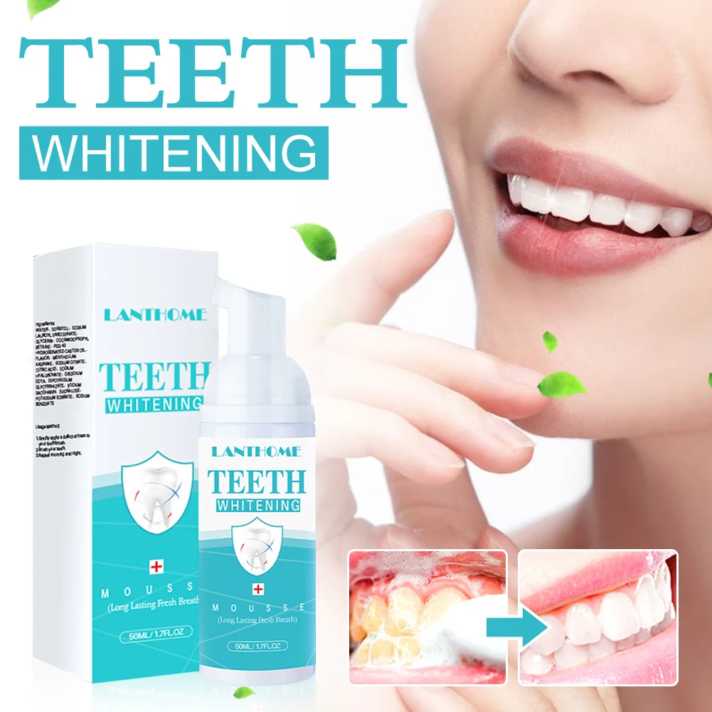 

50ml Tooth Whitening Foam Toothpaste Teeth Stains Removal Freshen Breath Teeth Deep Cleansing Mousse Whiten Tooth Oral Care