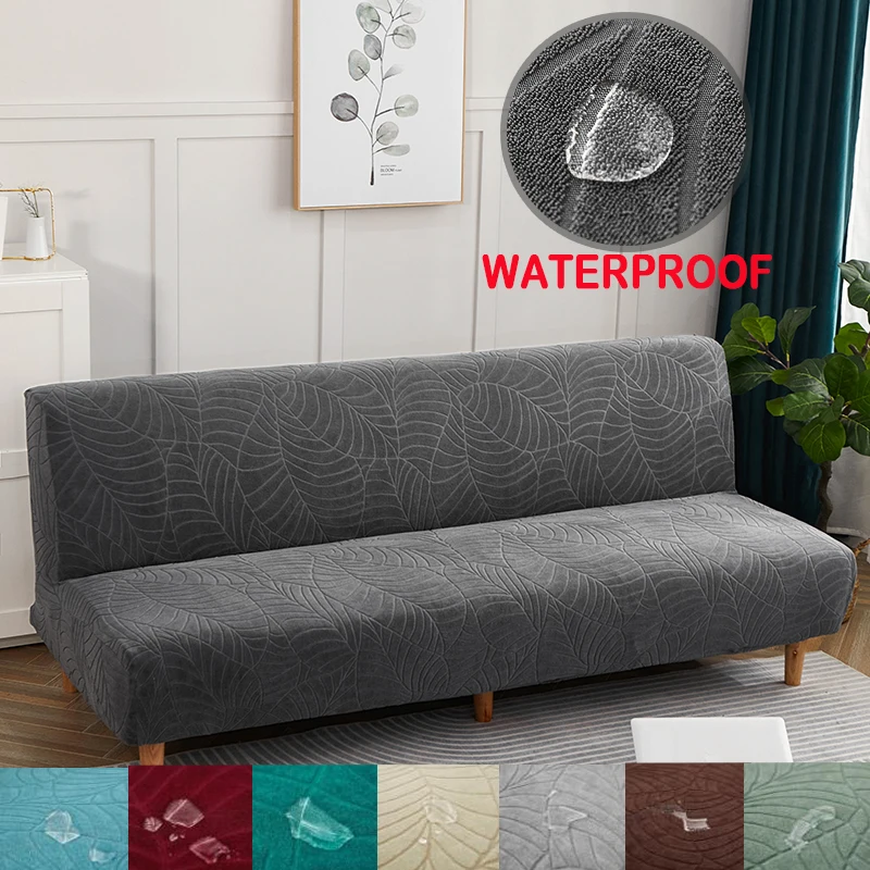 

Armless Waterproof Sofa Bed Cover Folding Sofa Bench Solid Stretch High Elastic Slipcover Sofa Cover Living Room Universal Size