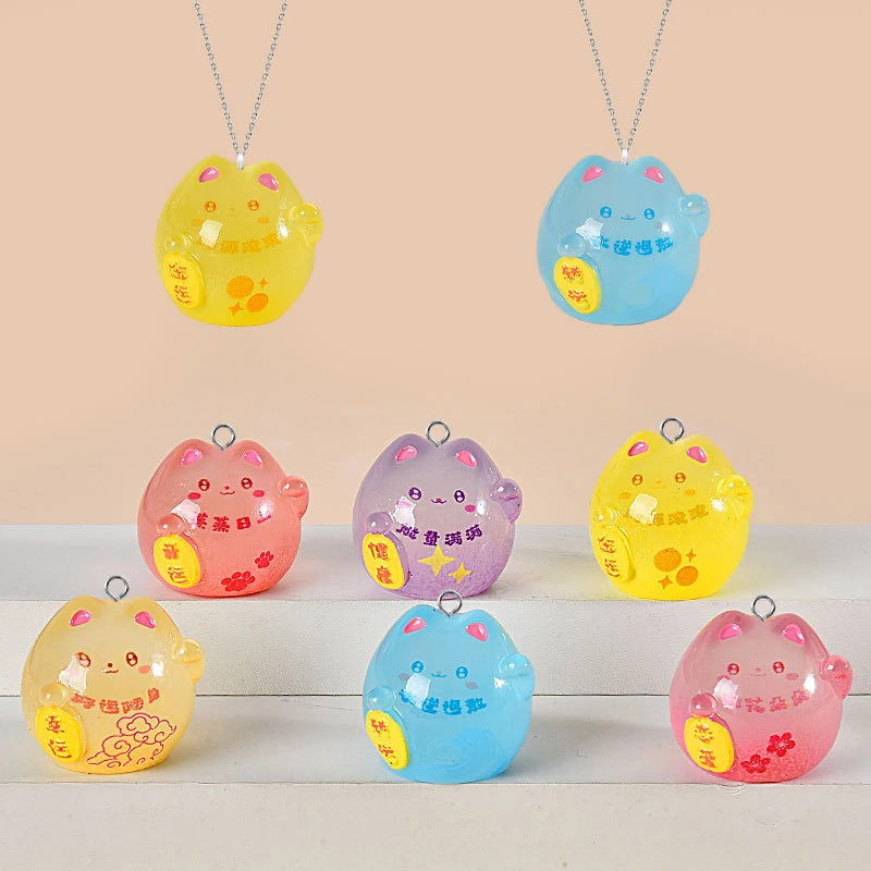 Светящаяся мини-смола маленький размер кукла Lucky Cat игрушки пейзаж бонсай