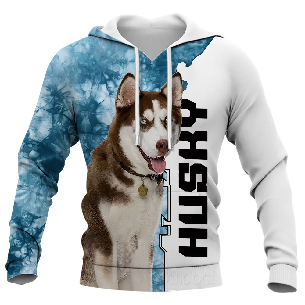 

2023 New Animal Dog Collection Couple Hoodies 3D Printed Husky Pattern Men Women Pullovers Casual Camping Children's Clothing