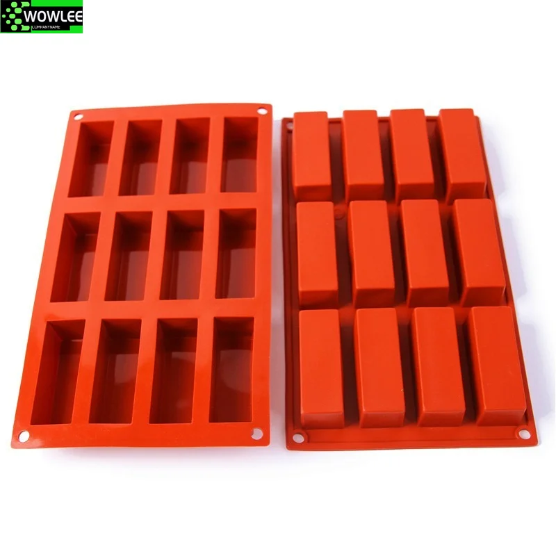 

12 Cavity Mini Rectangle Shapes Silicone Cake Mold Fondant Chocolate Pudding Mould Biscuit Cookie Baking Pan Silicon Moulds