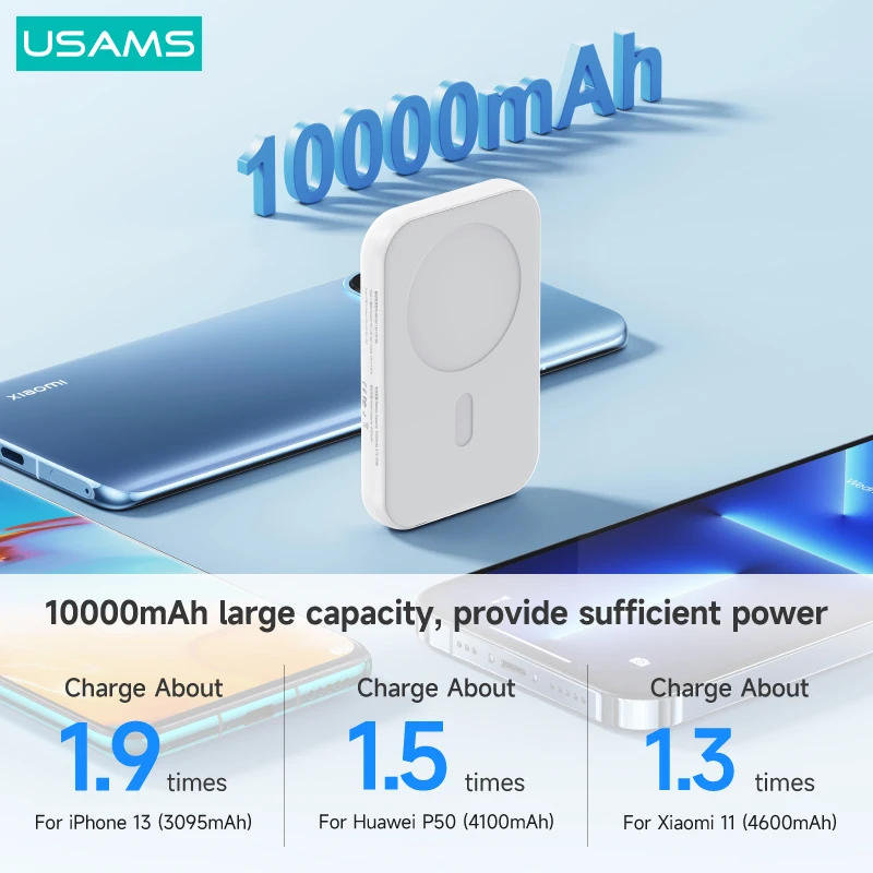 usams pd 20w fast magnetic power bank wireless output 15w mini powerbank external battery for iphone 13 12 11 mini pro max phone free global shipping