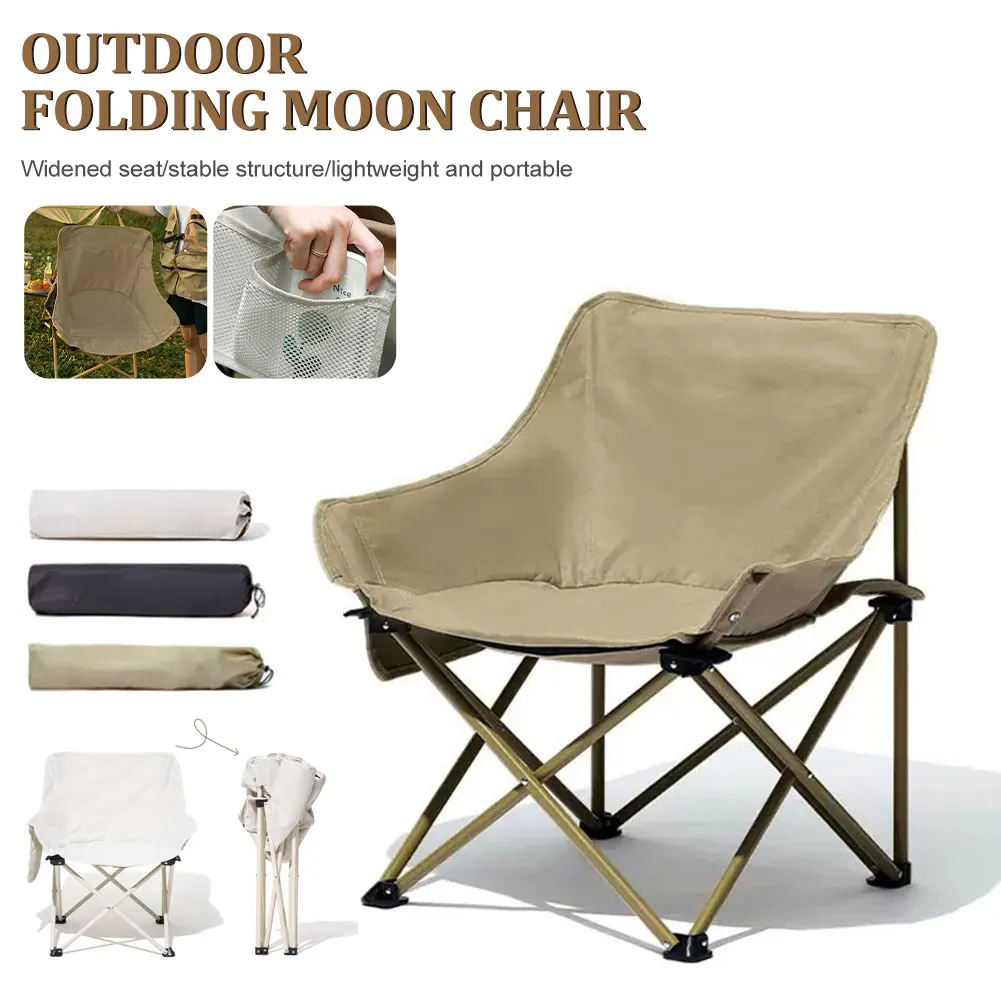 Universal Folding Chair Outdoor Travel Moon Chair Collapsible Foot Stool For Fishing Camping Chairs Seat Tools With Storage Bag
