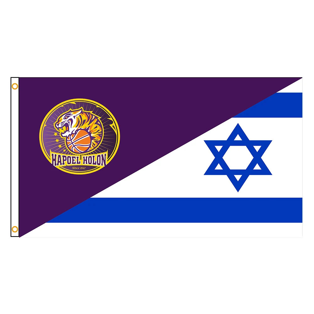 

90x150cm Half Hapoel Holon FC Half Israel Flag For Decoration