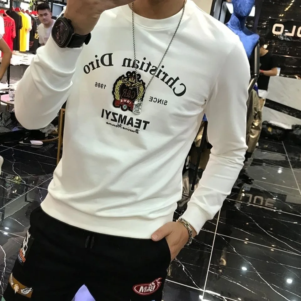 

Sweater Men's 2022 New High-end Spring and Autumn Trend Long-sleeved Bottoming Shirt Ins Tide Brand Printing Round Neck Pullover