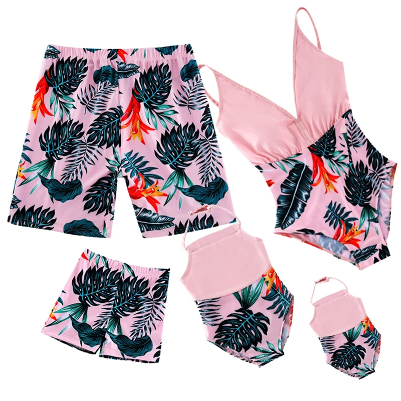 

New Family Matching Outfits Swimsuits Family Look One-Piece Mother Daughter Swimwear Mommy and Me Clothes Father Son Swim Shorts