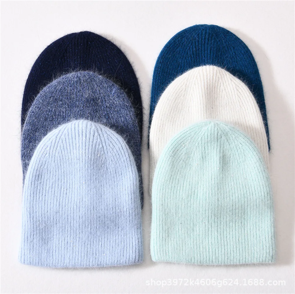 

Skullies Beanies Cap Women Hat Rabbit Cashmere Unisex Woman Winter Hat Sequin Beanies Warm Rabbit Fur Bonnet Skullies Gift