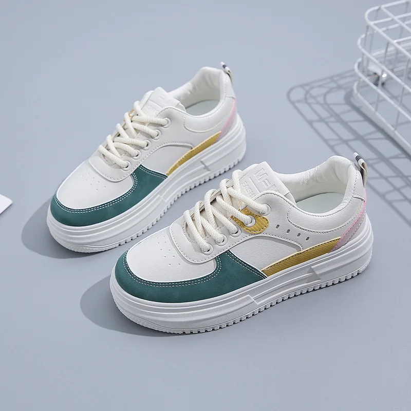 2022 New Fashion Sneakers Women Platform Shoes Color Fashion White Shoes Breathable Lace-Up Casual Running Shoes Female Sneakers