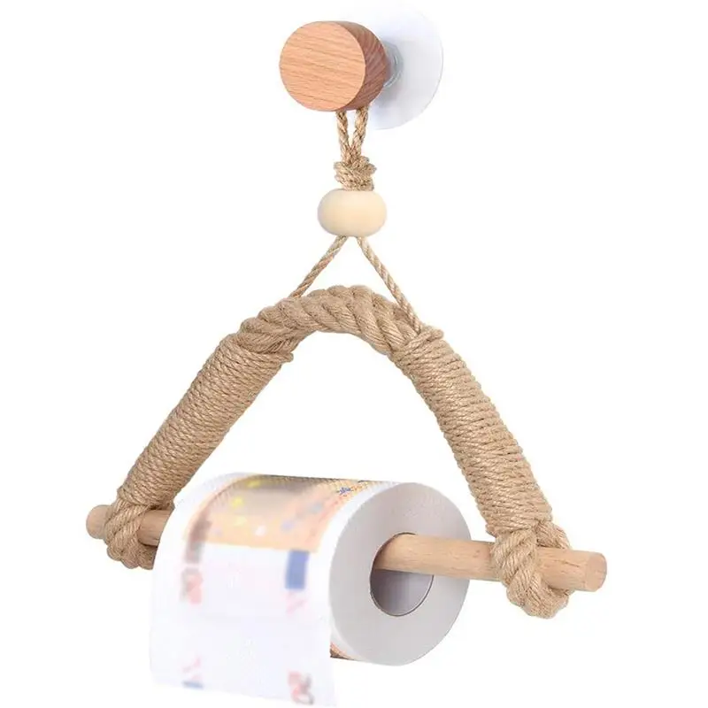 

5 Styles Retro Wood Rope Paper Holder Wall Hanging Tissue Hanger Bathroom Decor Roll Paper Rack Toilet Paper Holder Storage Rack