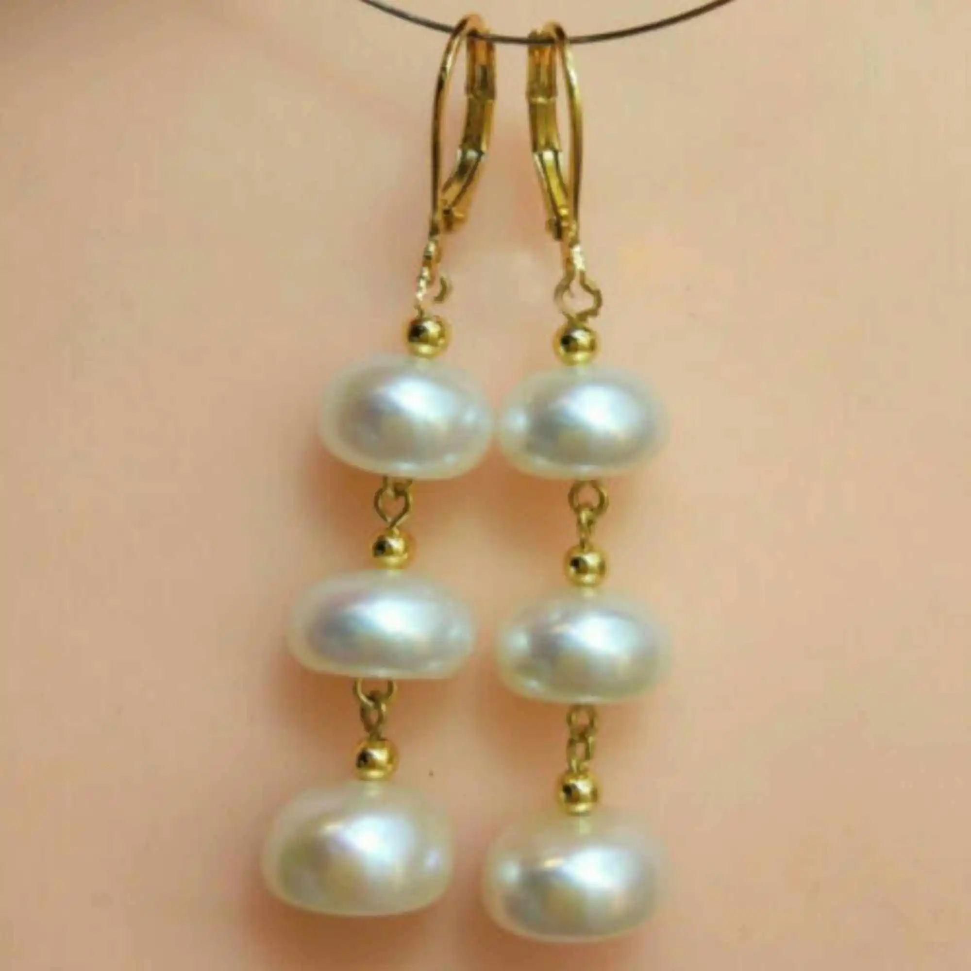 

Natural white Southsea baroque pearl 14K gold earrings Diy Fashion Wedding Women Easter Beautiful Jewelry Holiday gifts Party