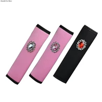 car seat belt shoulder guard acrylic gemstone badge butterfly pink anti protection strap safety belt car interior accessories