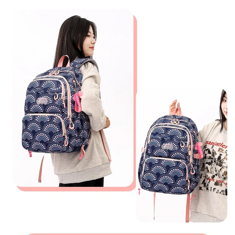 3-piece Set Girls High-capacity Camouflage Plaid Trolley Backpacks 2023 New Children Sweet Fashion Same Handbags with Pen Bag