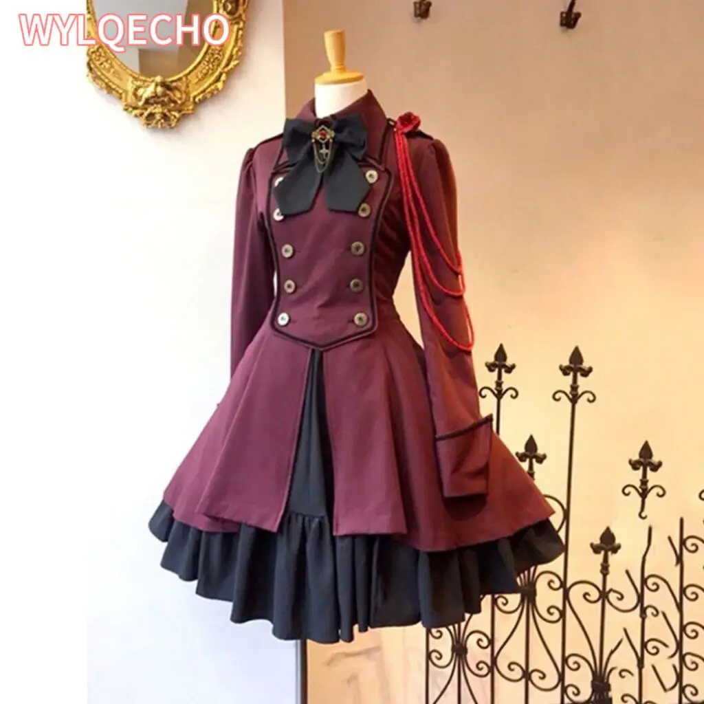 

Medieval Renaissance Sweet Lolita Dress Vintage Falbala Bowknot High Waist Victorian Dress Kawaii Girl Gothic Lolita Op Loli