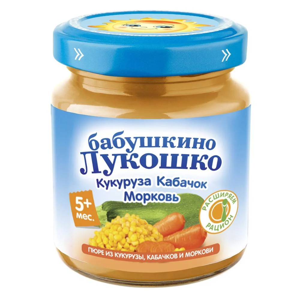 Бабушкино Лукошко - пюре кукуруза кабачок морковь 5 мес. 6шт по 100г |