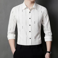 4xl spring 2022 business casual mens shirts korean version slim tops long sleeved shirts mens iron free ice silk button shirts