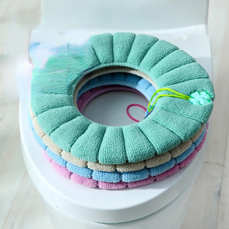 

Winter Warm Toilet Seat Cover Mat Bathroom Toilet Pad Cushion with Handle Thicker Soft Washable Closestool Warmer Accessories