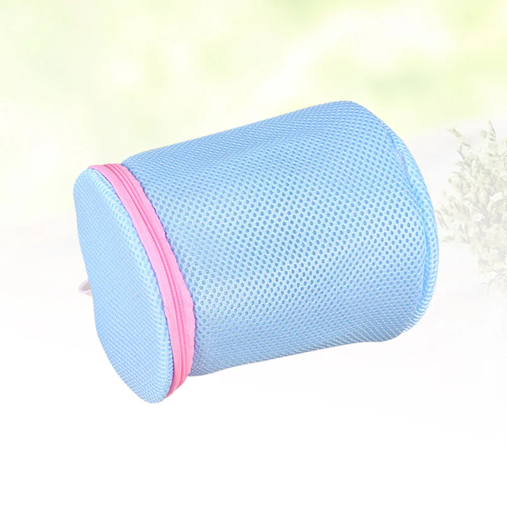 

1pc Zipper Laundry Bag Mesh Round Double Layer Washing Bags for Blouse Stockings