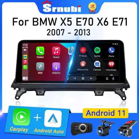 Srnubi Android 11 автомобильный радиоприемник для BMW X5 E70 X6 E71 2007-2013 CCC CIC мультимедийный плеер 2Din Carplay Авто Стерео GPS DVD головное устройство