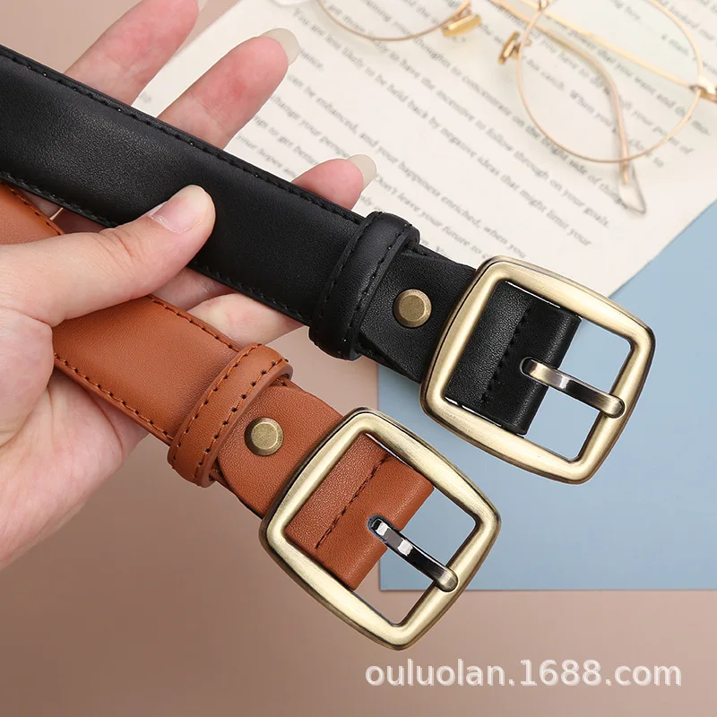 Classic and Fashionable Women's Leather Belt for You To Match with Different Styles Multi Color Optional Black Trendy Belt