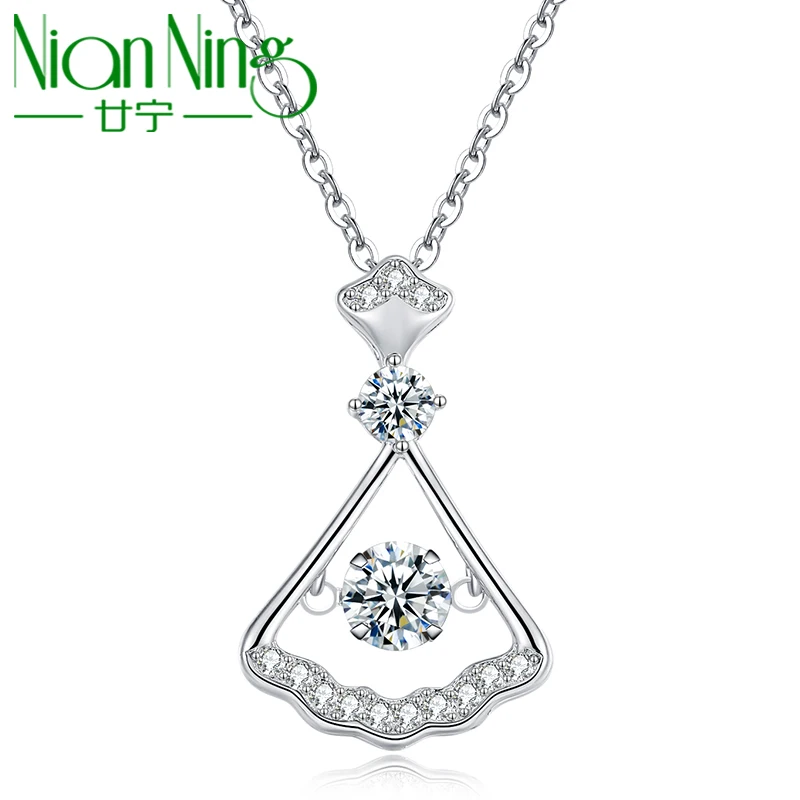 

HEPIDEM Ожерелье из серебра 100% пробы с муассанитом 925 карат D