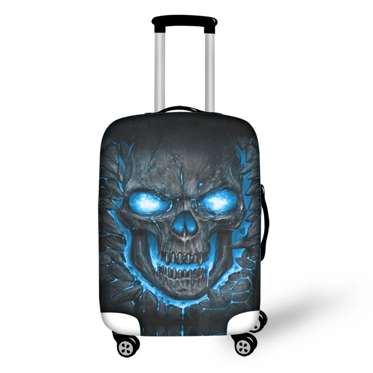 

Twoheartsgirl Cool Skull Print Suitcase Cover Stretchable Durable Luggage Covers with Zipper for Trolley Travel Case Accessories