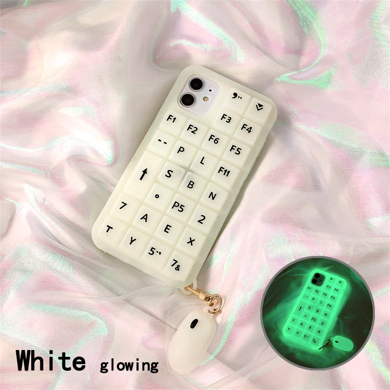 luminous mobile phone case decompression keyboard iphone 13 12 pro 11 promax se 2020 soft cute night glow women men silicone free global shipping