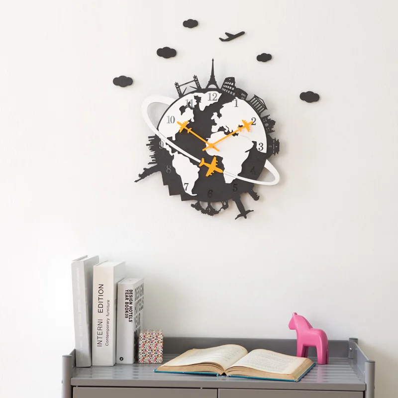 

Modern Design Wall Clock World Creative Wood Decor Silent Large Wall Clock for Living Room Reloj De Pared Para Cocina Wall Watch