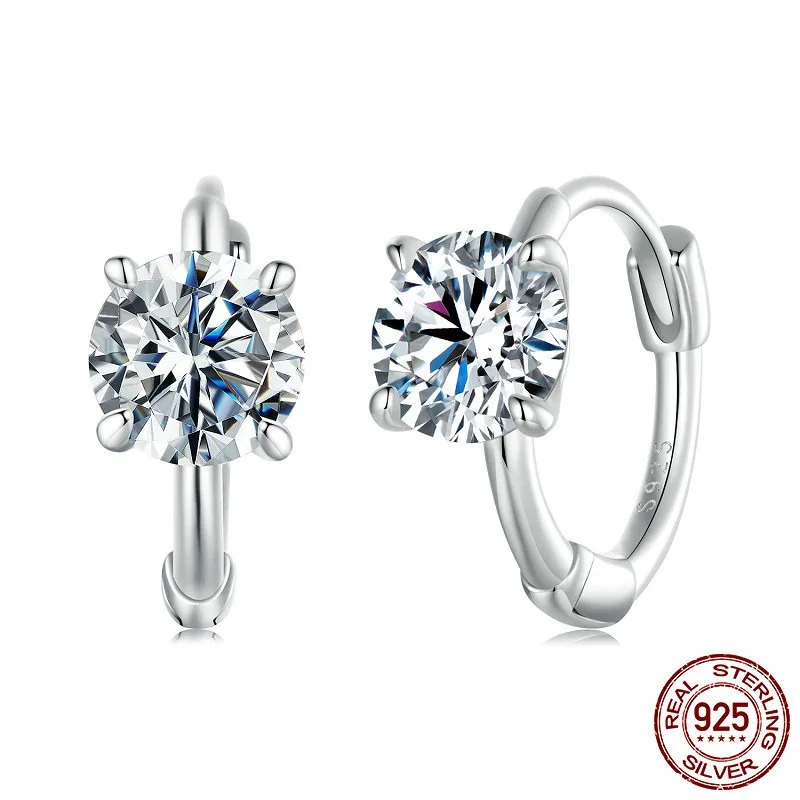 Ailodo 0 5 карата D Цвет VVS1 Муассанит Серьги-кольца для женщин Роскошные вечерние