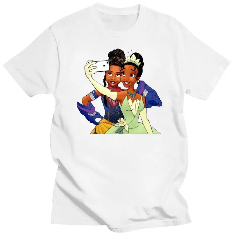 

Mens Clothing Shuri &Amp; Tiana Princess T-Shirt Women Men Cute Cartoon Selfie T Shirt O-Neck Short Sleeve Casual Tshirt Cotton