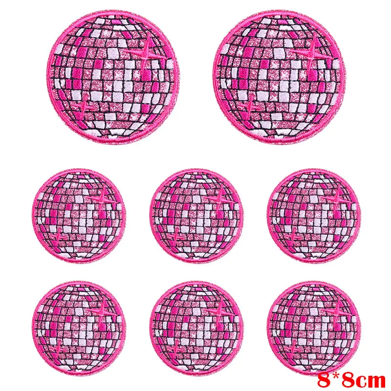 5 шт. Мультяшные вышитые нашивки в стиле диско клетчатые с сердечками и звездами