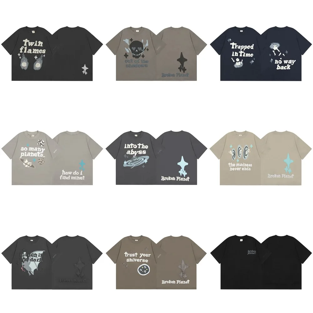 

T-shirt for Both Men and Women, Foam Printed Round Neck, Short Sleeves, High Street, Loose Fitting, Fashionable Trend