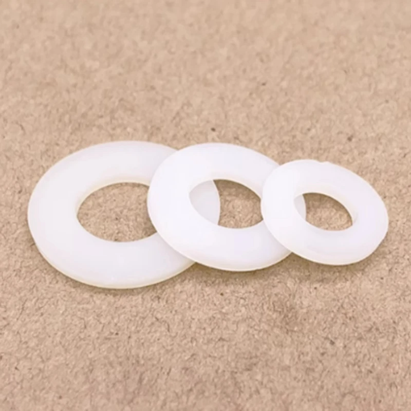 10-1000 шт. M2 M2.5 M3 M4 M5 M6 M8 M10 M12 M14 Белый нейлон PA66 Плоская шайба с покрытием Прокладка