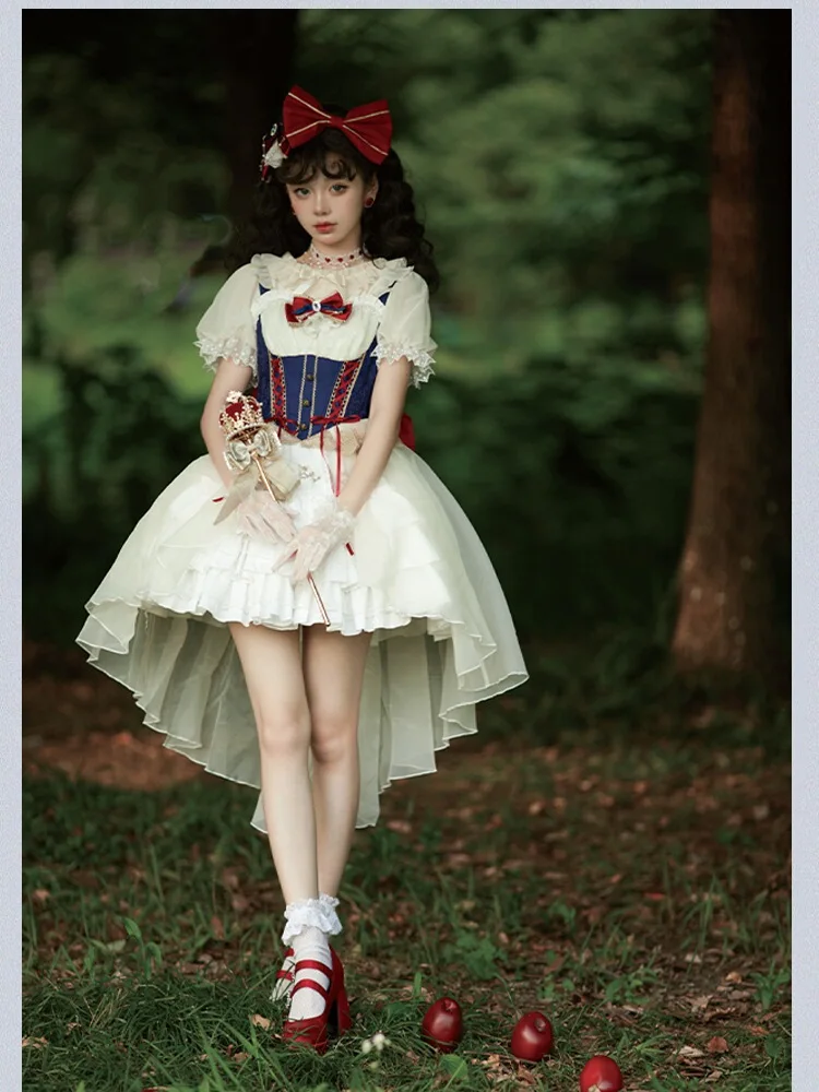 Оригинальное белое платье Xueji Lolita Fairy Tale Overture Fishbone для похудения со шлейфом JSK