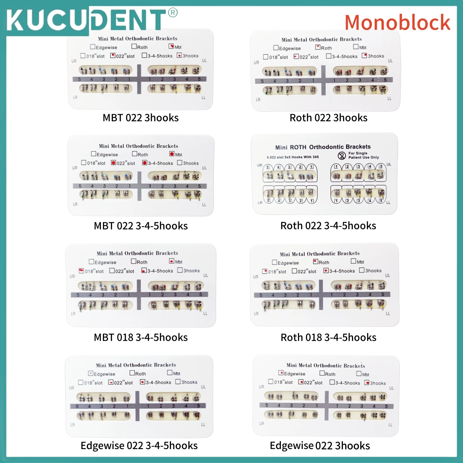 KUCUDENT 1 упаковка 20 шт. стоматологические ортодонтические металлические брекеты