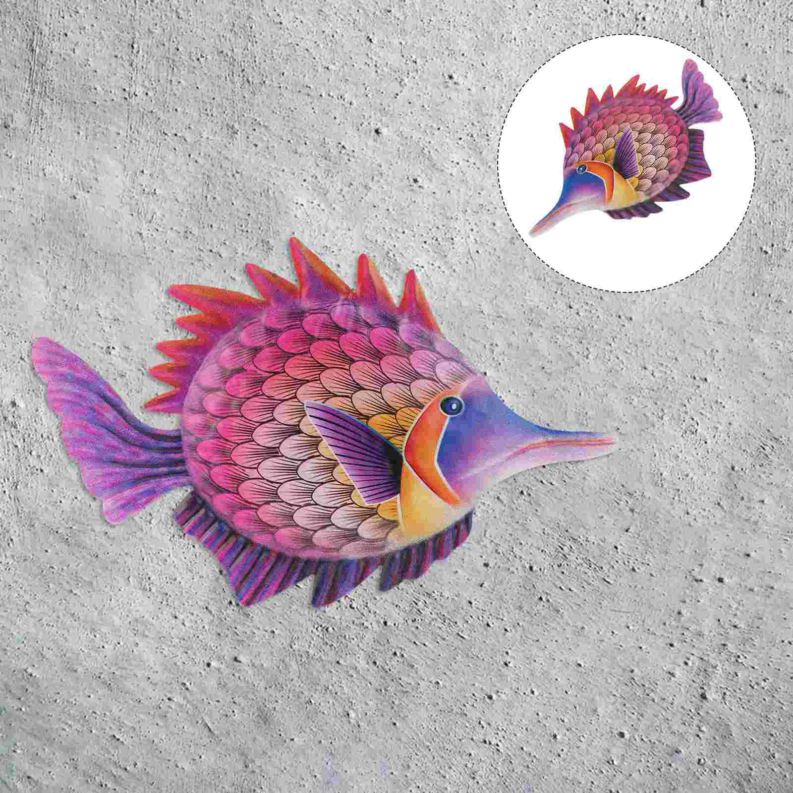 

Vintage Wall Wrought Iron Fish Hanging Home Decor Decorations Indoor Purple