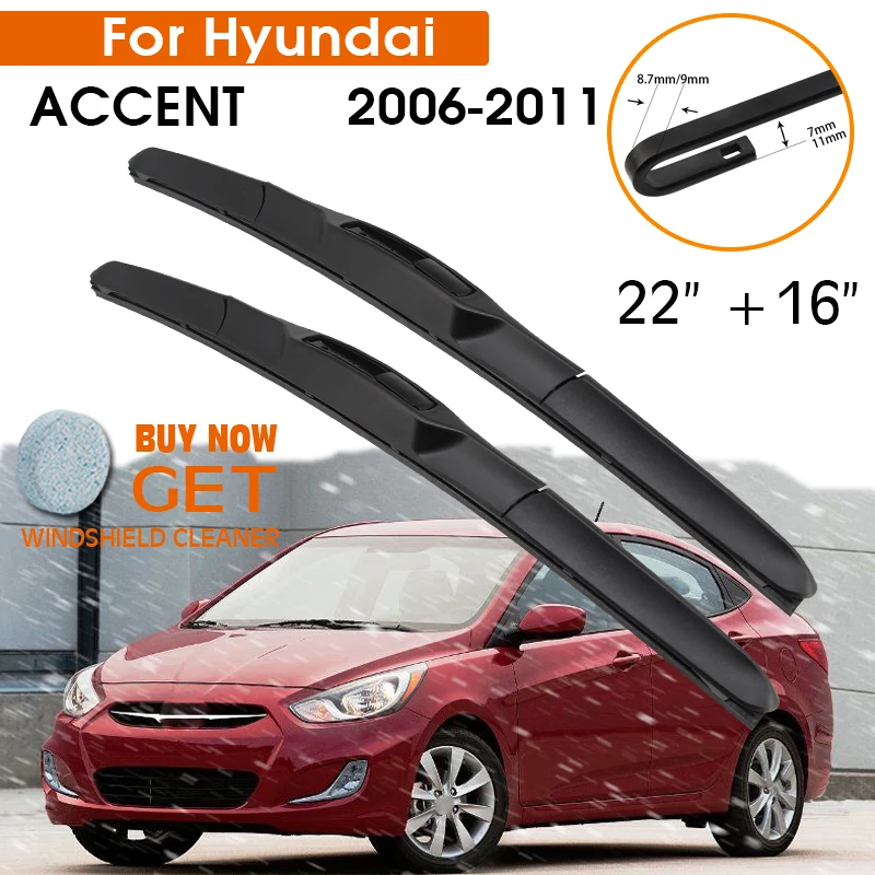 Car Wiper Blade For Hyundai ACCENT 2006-2011 Windshield Rubber Silicon Refill Front Window Wiper 22