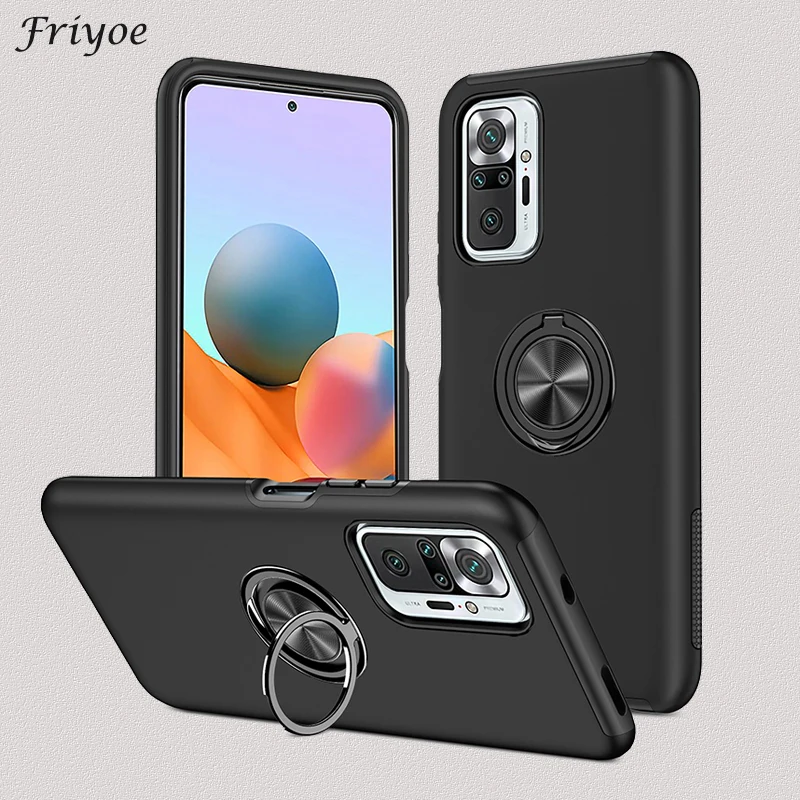 

Luxury Back Cover For Xiaomi Redmi Note 10 Pro Max Ring Stand Car Holder Shockproof Case