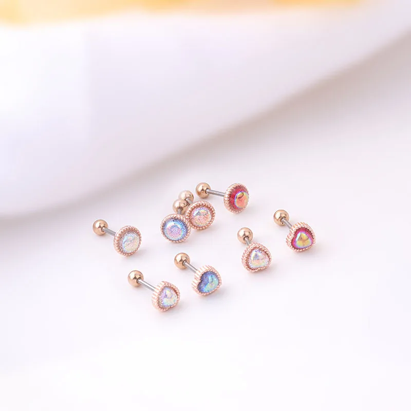

1PC Women Cute Ear Lip Body Cartilage Helix Heart Barbell Bar Earrings Surgical Steel Stud Earrings Piercing Jewelry