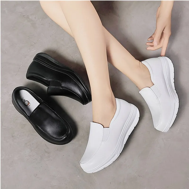 Sneakers Women Nurse White Shoes Comfortable Women Walking Shoes Breathable Female Flats Footwear Platform Lightweight Slip-On